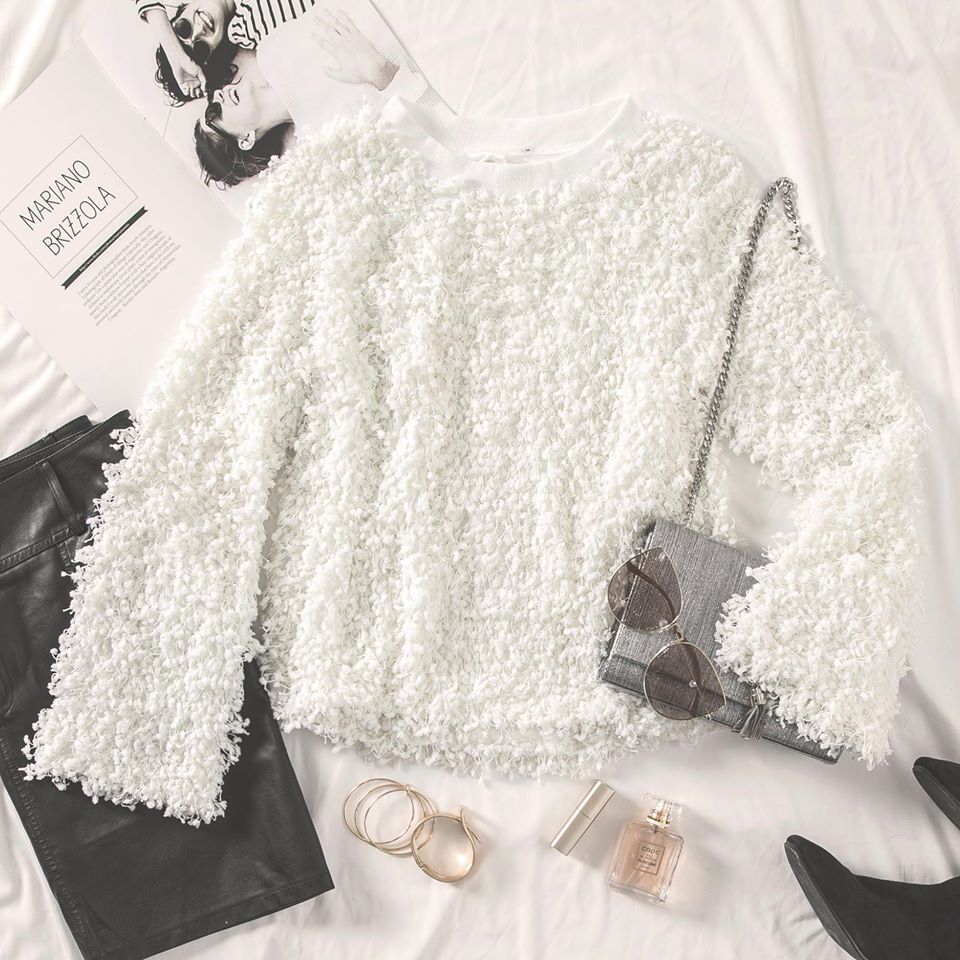 white sweater