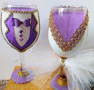 bride and groom wine glasses