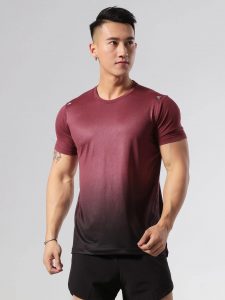 Men Ombre Print Sports Tee Navy Blue