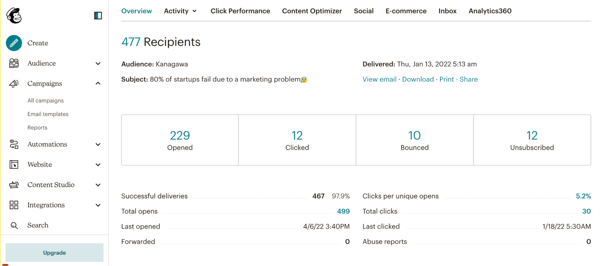 Email advanced segmentation